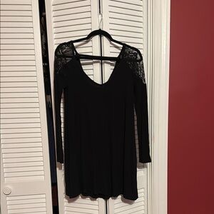 American Eagle Black Lace Shoulder Dress